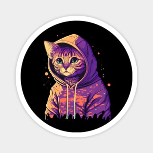 Cool Cat in a Vaporwave Hoodie Magnet